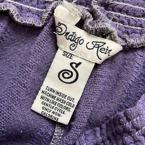 Vintage Y2K Low Rise Linen Blend Purple Beach Easy Pants Summer Elastic Waist - Picture 5 of 13